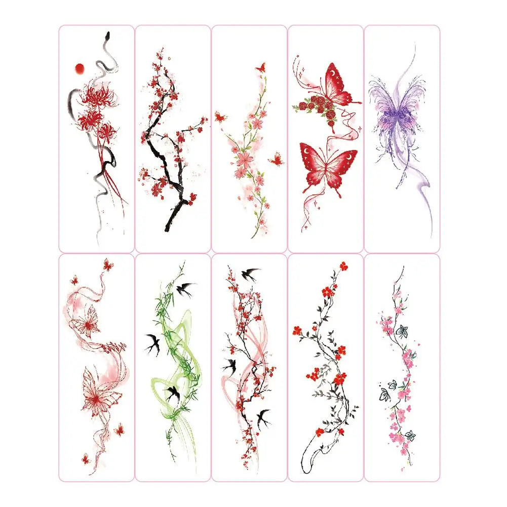 Sexy Flower Arm Temporary Tattoo Sticker Beauty Blue Rose Plum Bossom  Body Leg Waterproof Tatoo Fashion Totem