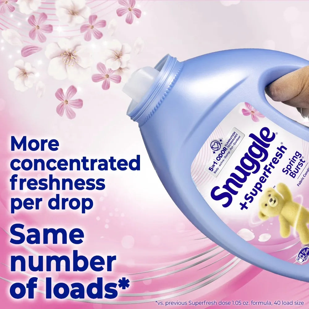Spring Burst odor removing laundry fabric softener liquid removes lingering unpleasant smells | Soften clothes fibers and carry bright lively spring fragrance for everyday outfits