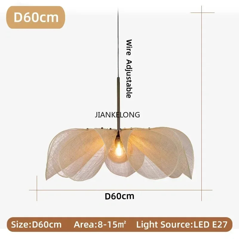 Wabi Sabi Flower Chandelier French Fabric Modern Ceiling Pendant Lights Home Decor Lighting Hanging Lamp  room decorchandeliers