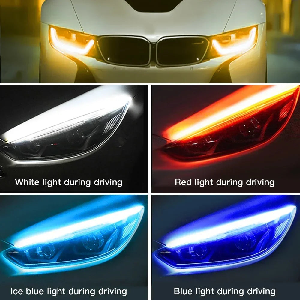 Flexible Car LED Daytime Running Light: DRL Strip with Turn Signal Lamp, 12V Auto Lighting Tool