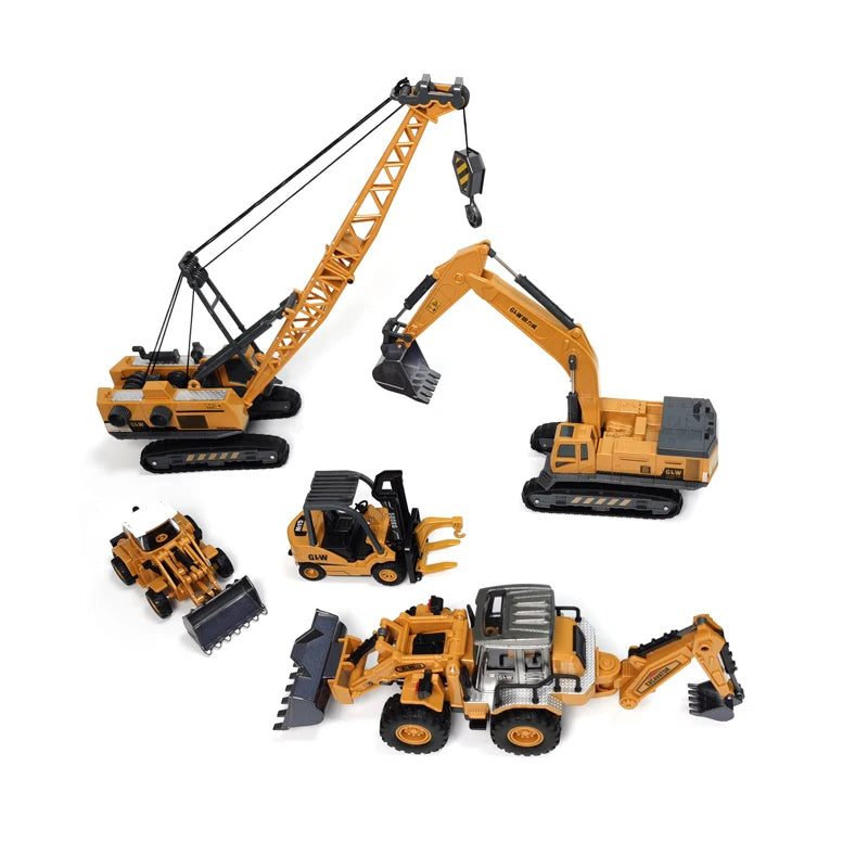 Engineering Diecast Tower Crane Forklift Bulldozer Excavator Vehicle Model Toys for Boys Alloy+Plastic Tractor Inertial Driving