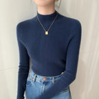 Autumn and Winter New Women's Cashmere Sweater 100% Pure Cashmere Semi High Neck Women's Pullover Soft Basic Women's Top