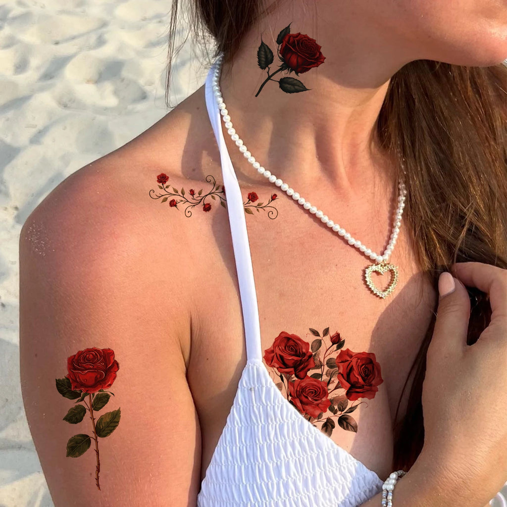 8 Sheets Large Temporary Tattoo Sticker Fake Tattoos for Women Girls,Waterproof Long Lasting Body Art Makeup Sexy Realistic Arm