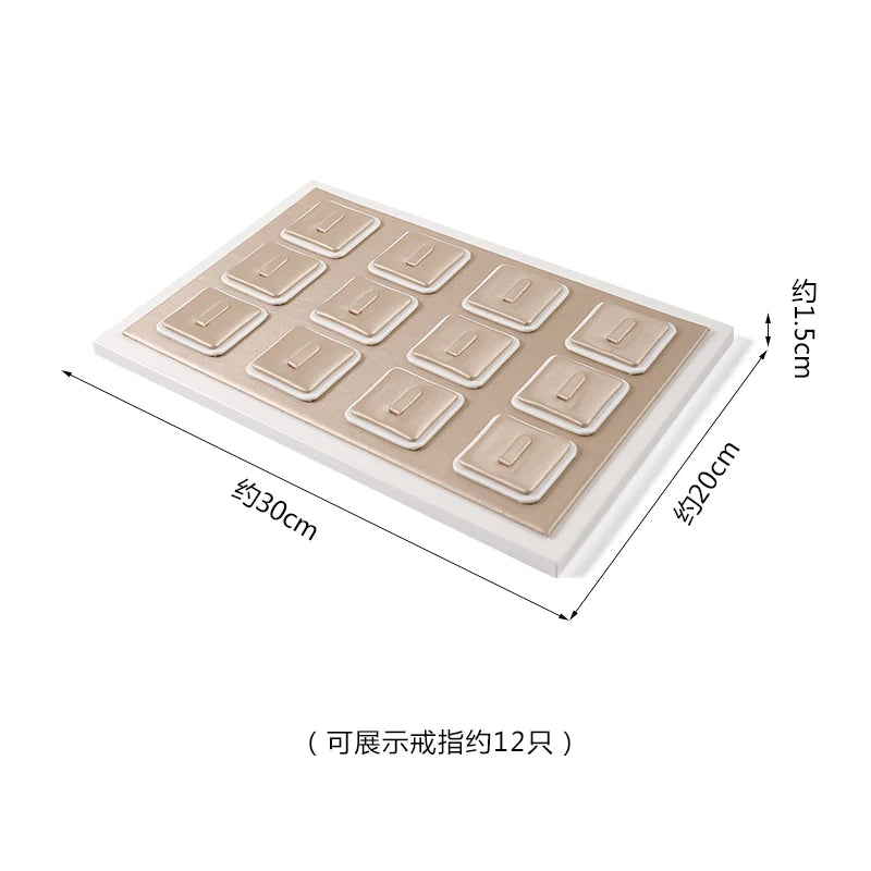 Champagne Leather Jewelry Set for Earrings Rings Display Stand Storage Organizer for Fashion Women Bracelets Necklaces Tray