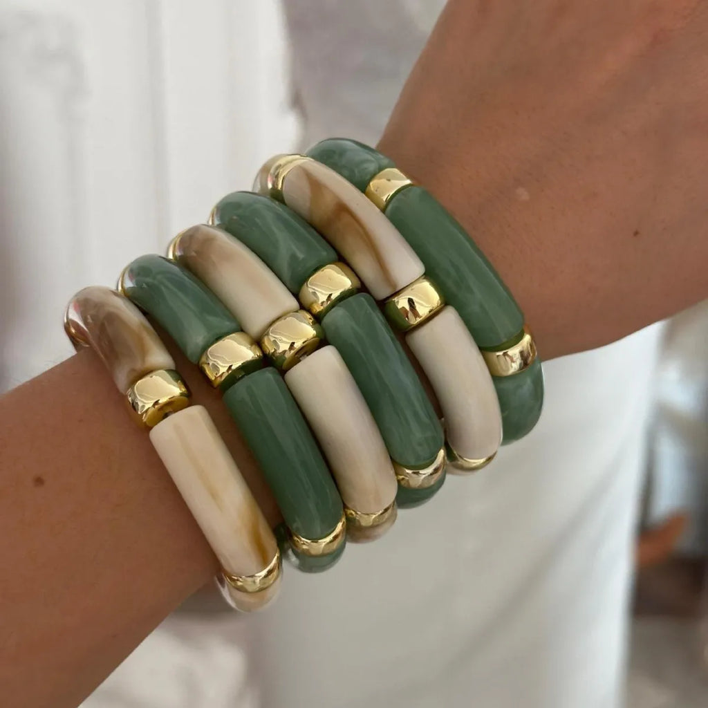 Multilayer Bangle Bracelets for Women Fashion Stack Layered Curved Tube Stretch Bracelets Set Steampunk Jewelry Gifts ﻿