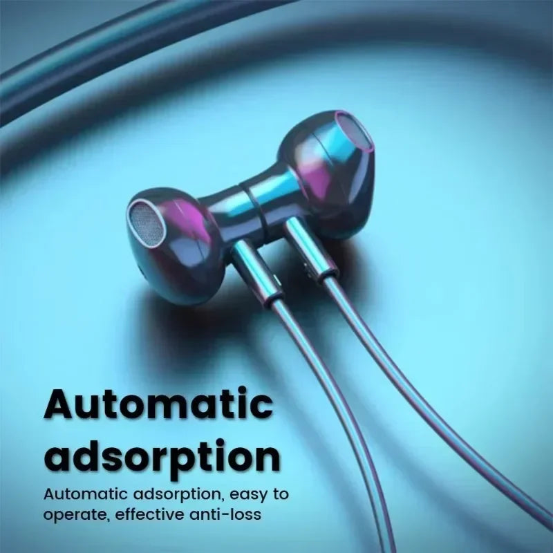New Wireless Earphones Bluetooth 5.3 Neckband Headphones Gaming LED Display HIFI Headset Sports TWS Earbuds With Mic TF Card