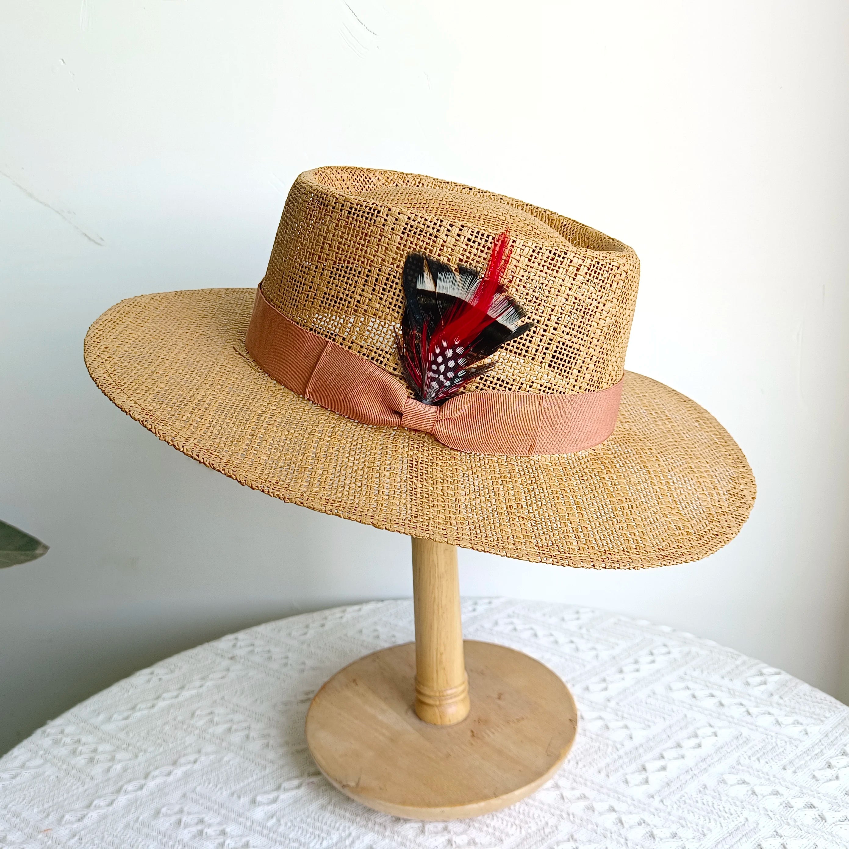 hats beach hat bohemian flat brim hat hand woven straw hat ladies summer vacation travel sun hat