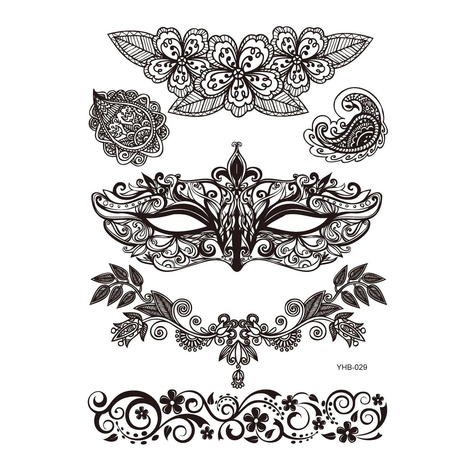 Waterproof Temporary Tattoo Sticker Sexy Lace Bow Knot Flower Arm Leg Body Art Flash Tatoo Fake Tatto for Men Women