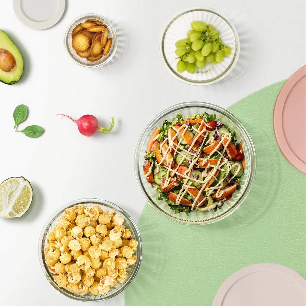 Glass Mixing Bowls with Lids Set of 4, BPA Free & Dishwasher Safe, 0.2/0.5/1.1/2.1 Qt