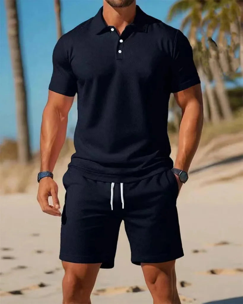2026 men's short sleeved T-shirt and sports shorts set casual sportswear fashionable summer