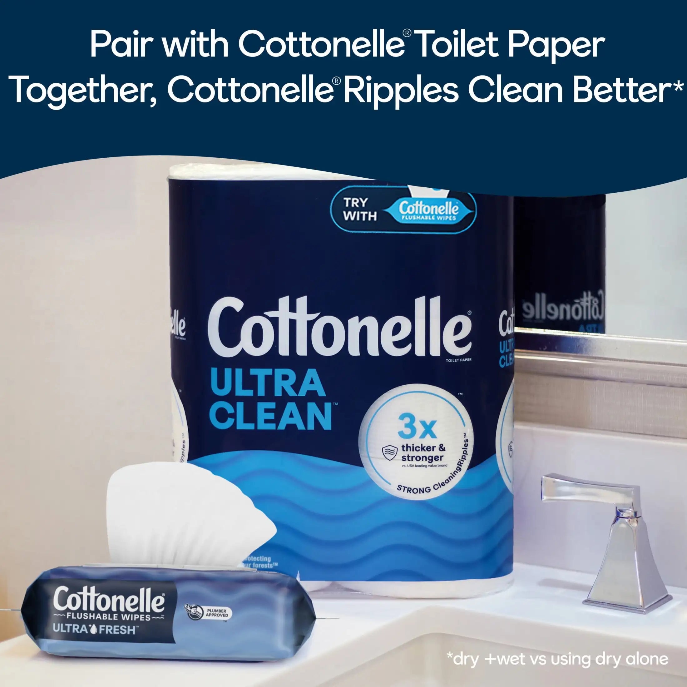Holiday Bulk Savings | Large Capacity Value Pack | Cottonelle heavy-duty flushable wet wipes with enhanced cleaning power | Bring thorough cleansing and lasting freshness for daily personal care use