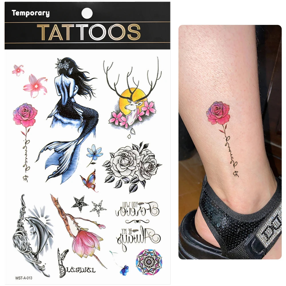 Waterproof Colourful Temporary Tattoos Sticker  Scorpion Butterfly Transfer Fake Tatoo Men Women Body Arm Fake Tattoo Stickers