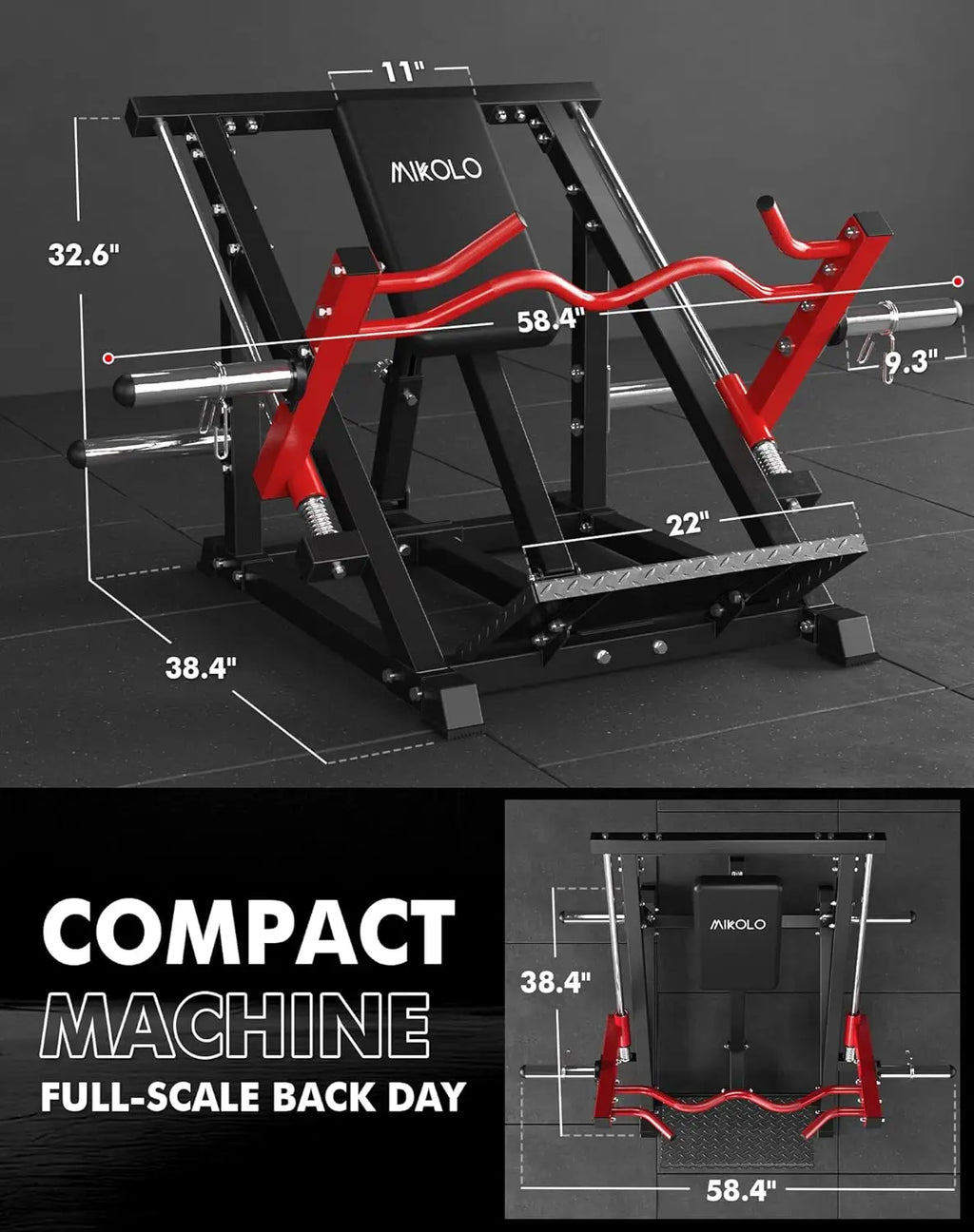 Plate-Loaded Linear Row Machine Smith Row Home Gym Back Trainer 200kg Capacity, Custom