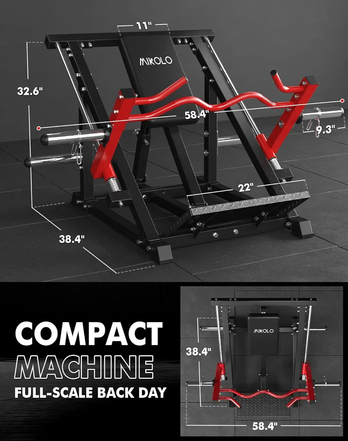 Plate-Loaded Linear Row Machine Smith Row Home Gym Back Trainer 200kg Capacity, Custom