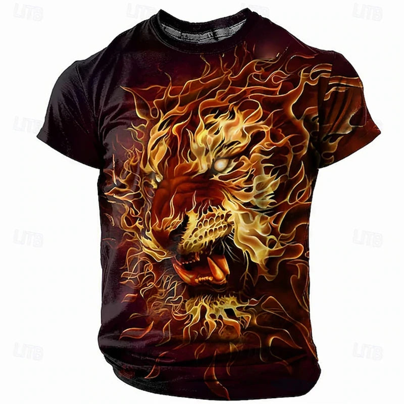 Funny 3D Tiger Print Men's T Shirt Hip Hop Trend Harajuku Streetwear Casual O-neck Loose Tops Summer Fashion Animal Pattern Tees