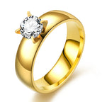 6mm Light Zircon CZ  gold color Stainless Steel finger rings men women  jewelry  wholesale lots