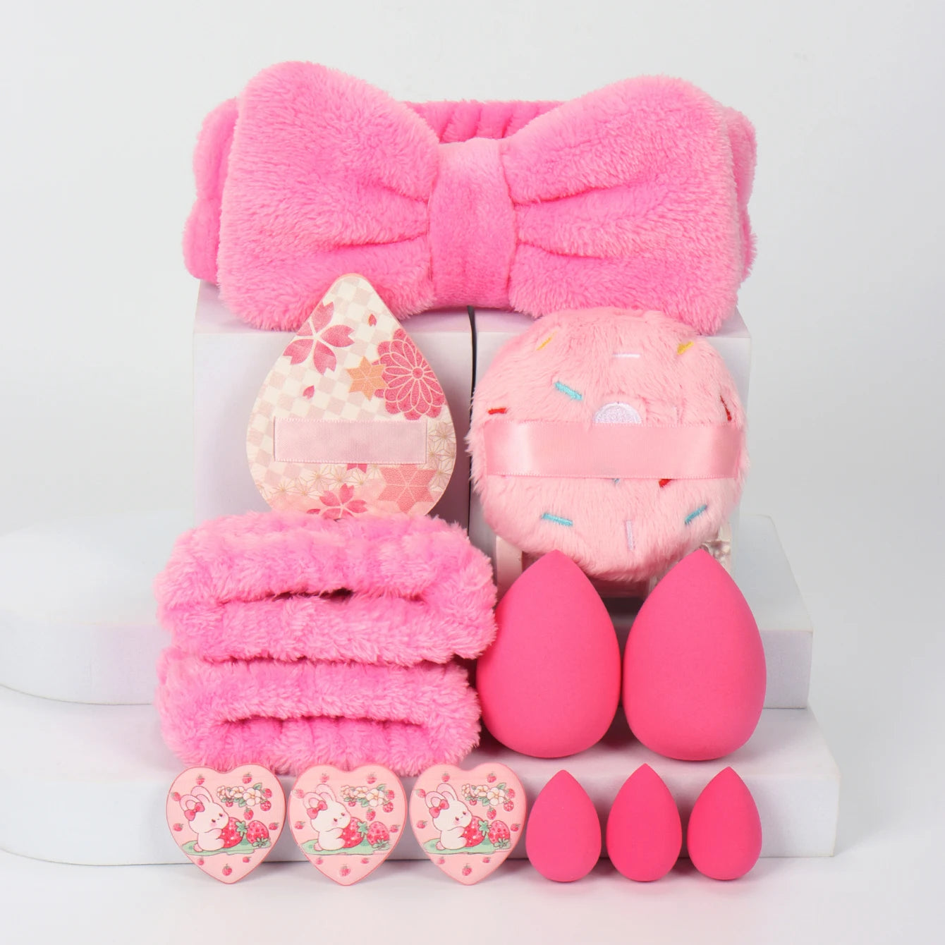 Embroidered Powder Puff Headband 13-Piece Set, Suitable for Applying and Setting Makeup, Suitable for All Skin Types
