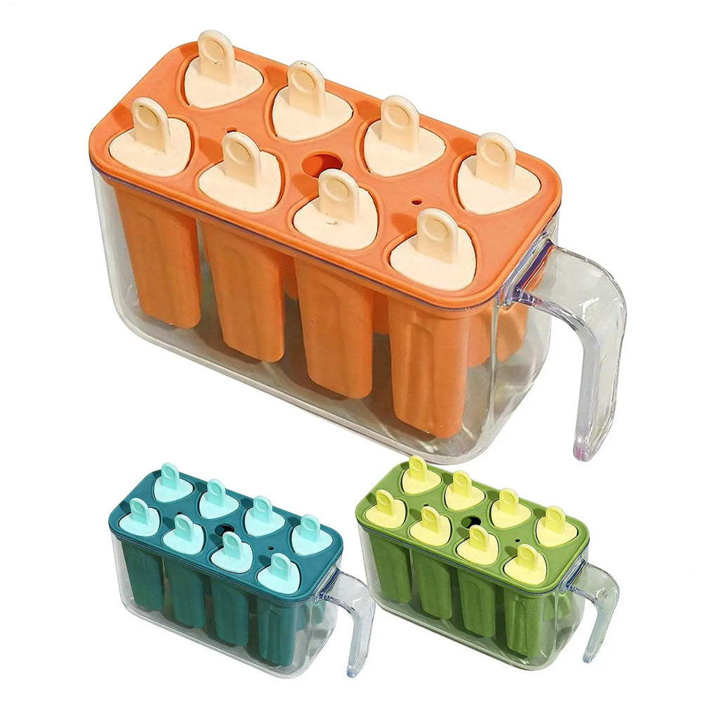 Ice Pop Molds 8 Grid Ice Pop Molds Silicone Ice Cream Mold DIY Homemade Reusable Easy Release Ice Pop Make Ice Lolly Mould