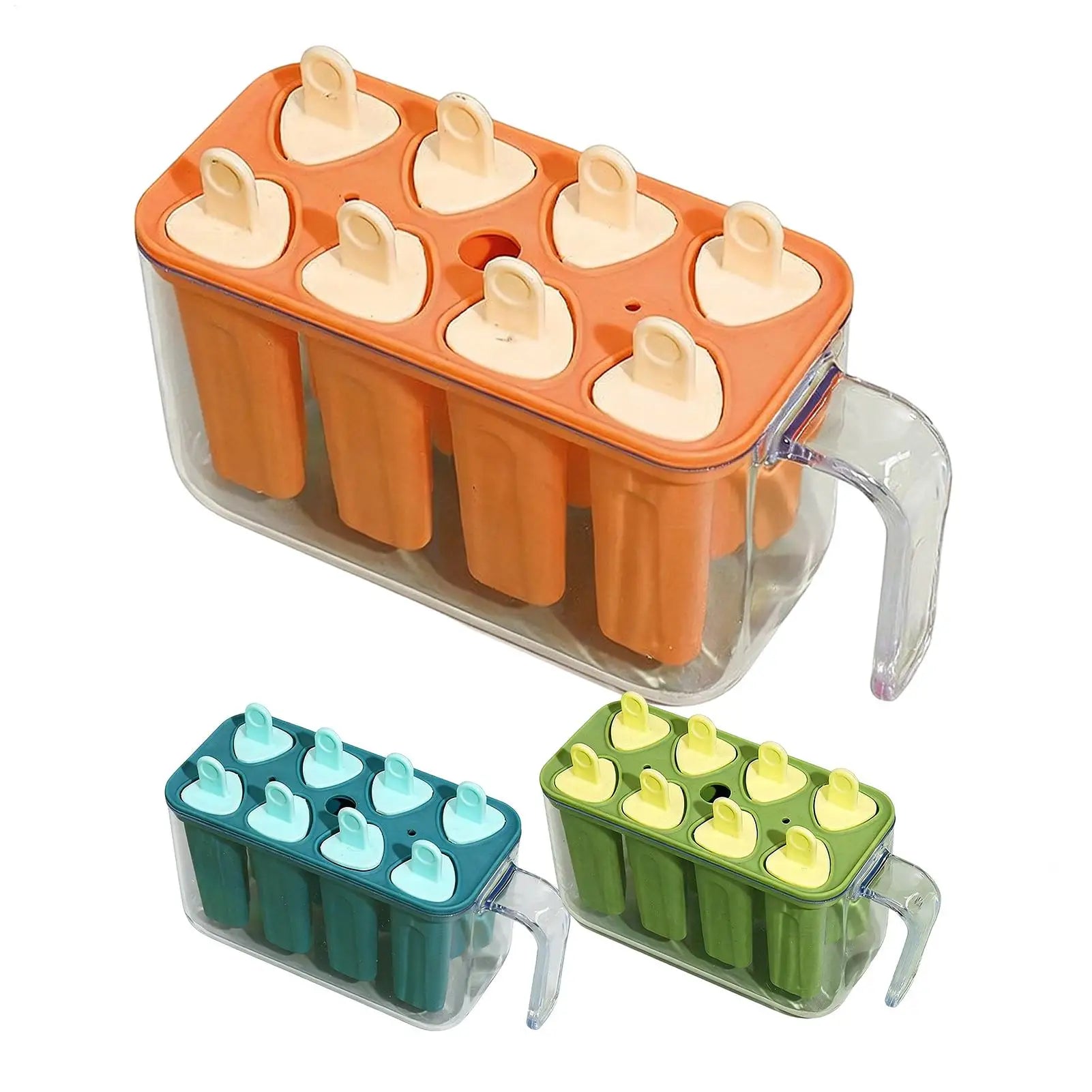 Ice Pop Molds 8 Grid Ice Pop Molds Silicone Ice Cream Mold DIY Homemade Reusable Easy Release Ice Pop Make Ice Lolly Mould