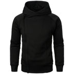 Autumn winter men's solid color hooded top Long sleeve side zipper design hoodie