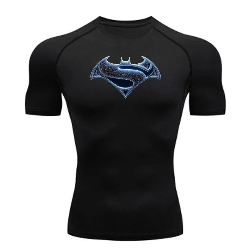 2026 Men's T Shirt Outdoor Training Fitness Gym Jogging Running Sweatshirt Bat/-Man Compression Shirts Tight Elastic Breathable