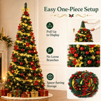 Foldable Christmas Tree with LED Lights Decoration Accessories Integrated Artificial Christmas Tree 1.5M To 2.1M for Home Decor