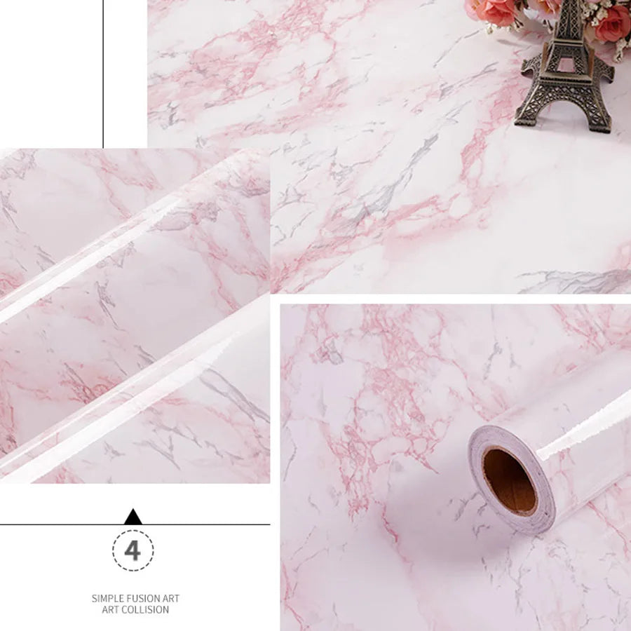 Marble Sticker Kitchen Oil-Proof Film Stove Waterproof Moisture-Proof Self-Adhesive Wallpaper Countertop Cabinet Renovation Tile