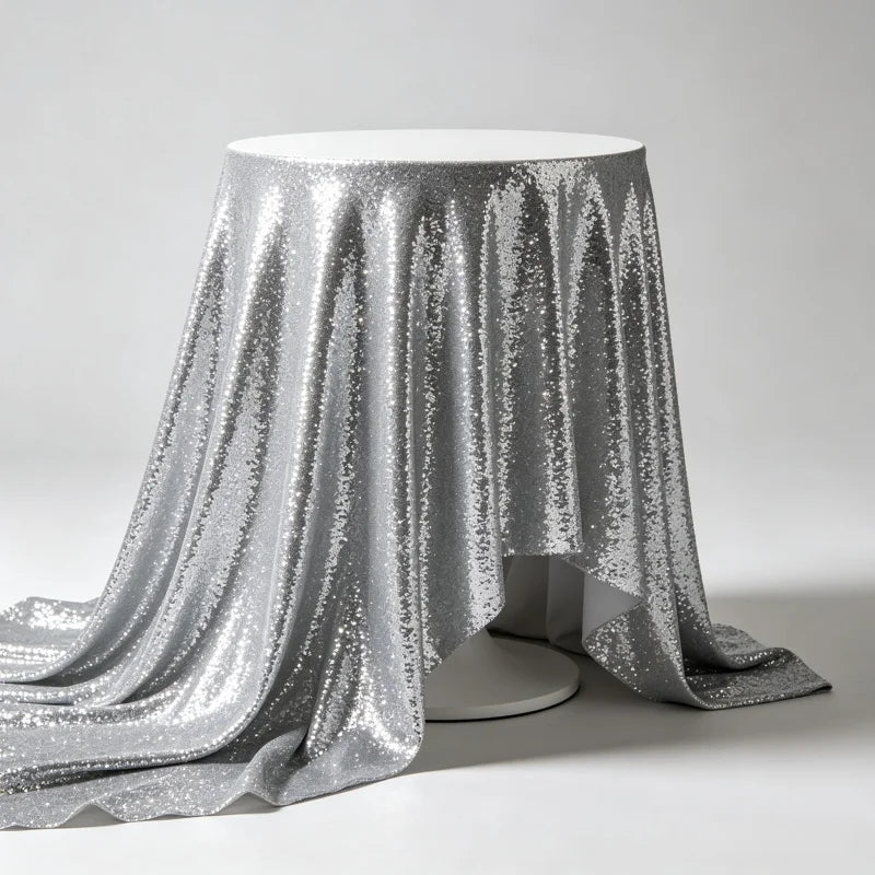 Shiny Sequin Round Tablecloth Sparkly Fabric Table Cover Wedding Banquet Party Decor Multi Round Sizes Available