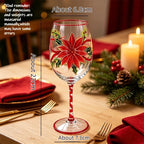 1PC Christmas Hand Painted Wine Glass Creative Snowman Poinsettia Goblet Household Glass Red Wine Cup Festive Decorations