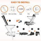 Masticating Juicer Attachment for KitchenAid Stand Mixer Slow Cold Press Juicer Machine with Dual Feed Chute