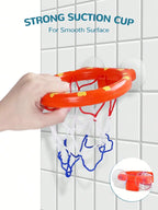 Toddler Bath Basketball Hoop Toy with 3 Soft Balls Strong Suction Cups Bathtub Shooting Game Birthday Gift for Boys Girls