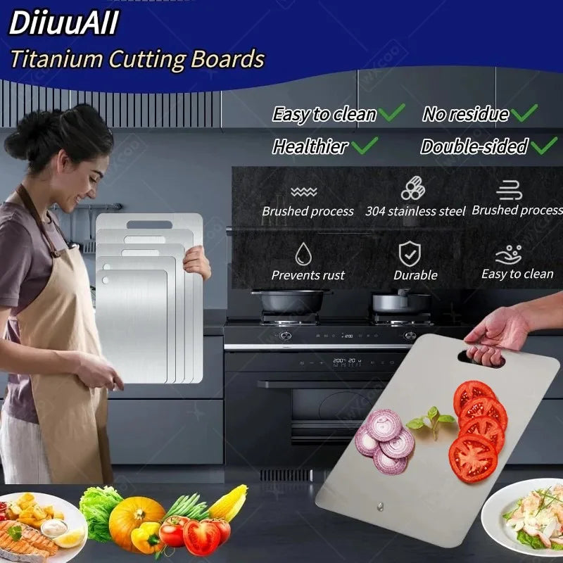 WXCOO 5 Sizes Household Kitchen Boards Thickened Stainless Steel Cutting Board Kitchen Fruit Vegetable Kneading Dough Board