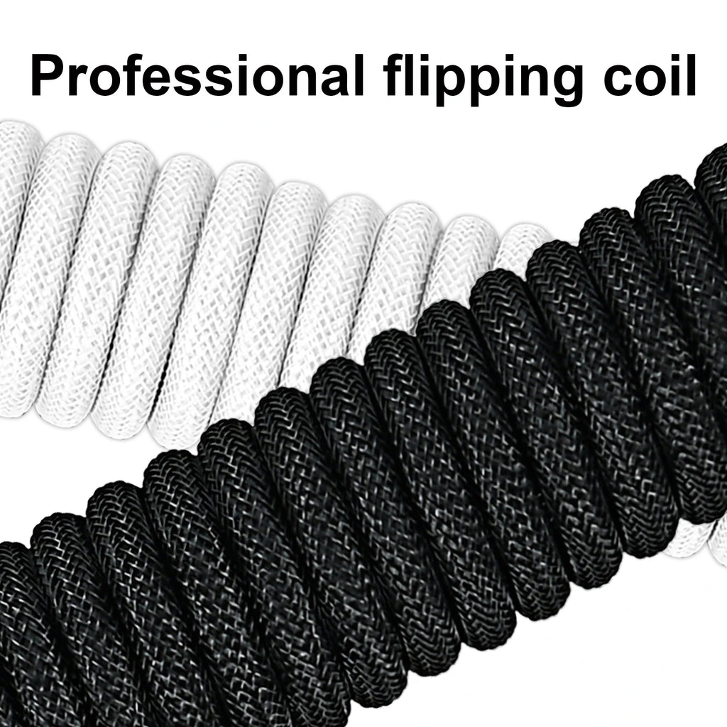 Coiled Keyboard Cable Type C To USB-A Mechanical Keyboard Cable Detachable Metal Aviator Double Sleeved Wire For Gaming Keyboard