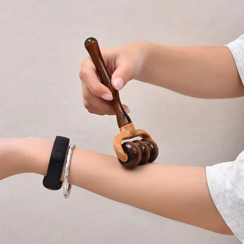 1/2pcs Wooden Manual Massage Roller Portable Massager for Blood Circulation, Suitable for Neck, Back, Shoulders, Hands and Head