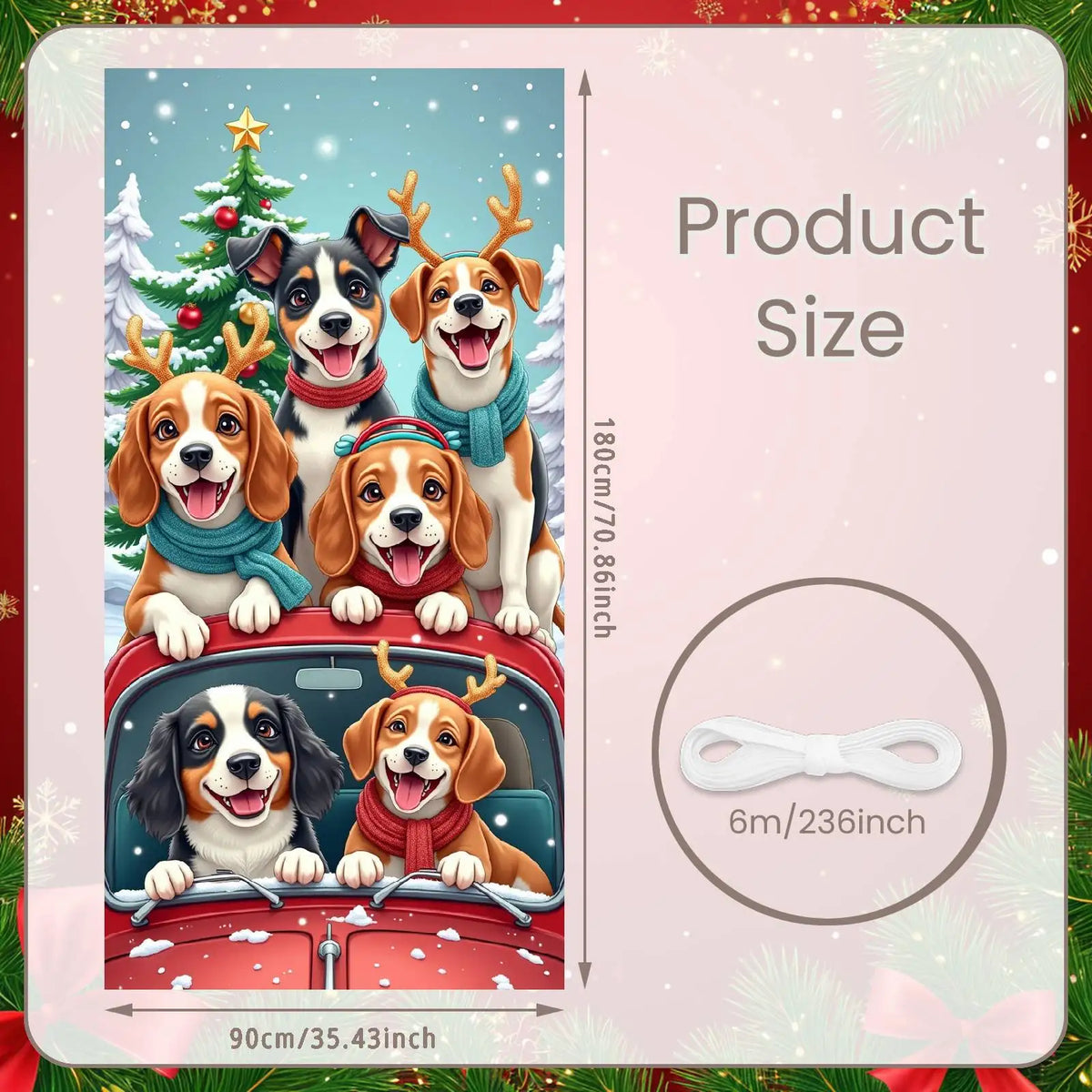 Christmas Door Cover Decorations Santa Claus Send Gift Background Banner for Indoor Outdoor Home Porch Holiday Decor Supplies