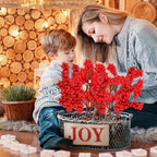 1/50PCS Christmas Artificial Red Berries Branches Xmas Tree Garland Flower Arrangement Branches Holly Berry Fake Flowers Plant