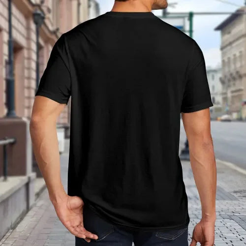 1pc Men's Black Graphic Print T-Shirt - Funny "Muhn Ching Beaver" Chinese Buffet Design, Breathable Regular Fit Short Sleeve Tee for Casual Wear & Travel, Machine Washable, Travel Clothing, Playful Design, Medium Elasticity