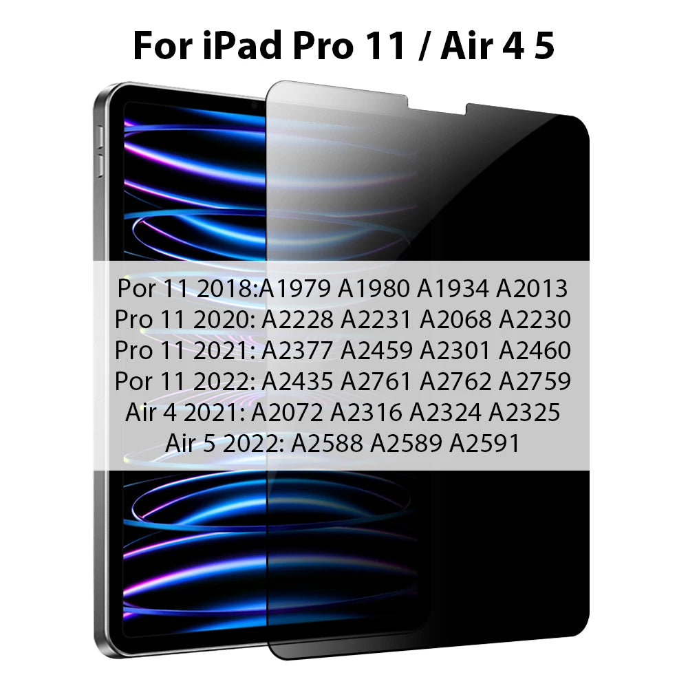 Privacy Glass For iPad A16 Pro 13 M4 12.9 11 2025 M5 10th 10 Generation Screen Protector Air 5 4 7th 8th 9th 10.2 Mini 6 7 Film