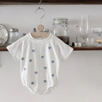 Ins Newborn Baby Girl Clothes Summer Romper Short-Sleeved  Home Clothing Jumpsuit Flower Embroidery Toddler Bodysuit 0-18 Months