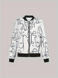 Personality 3D Print Men's Jacket Harajuku Streetwear Stand Collar Long Sleeve Jackets Eyes Stars Hip Hop Graphic Autumn Coat