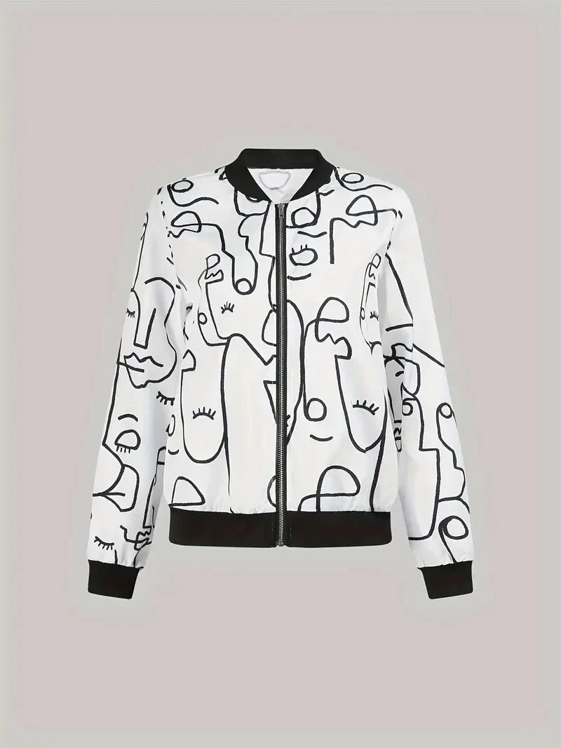 Personality 3D Print Men's Jacket Harajuku Streetwear Stand Collar Long Sleeve Jackets Eyes Stars Hip Hop Graphic Autumn Coat