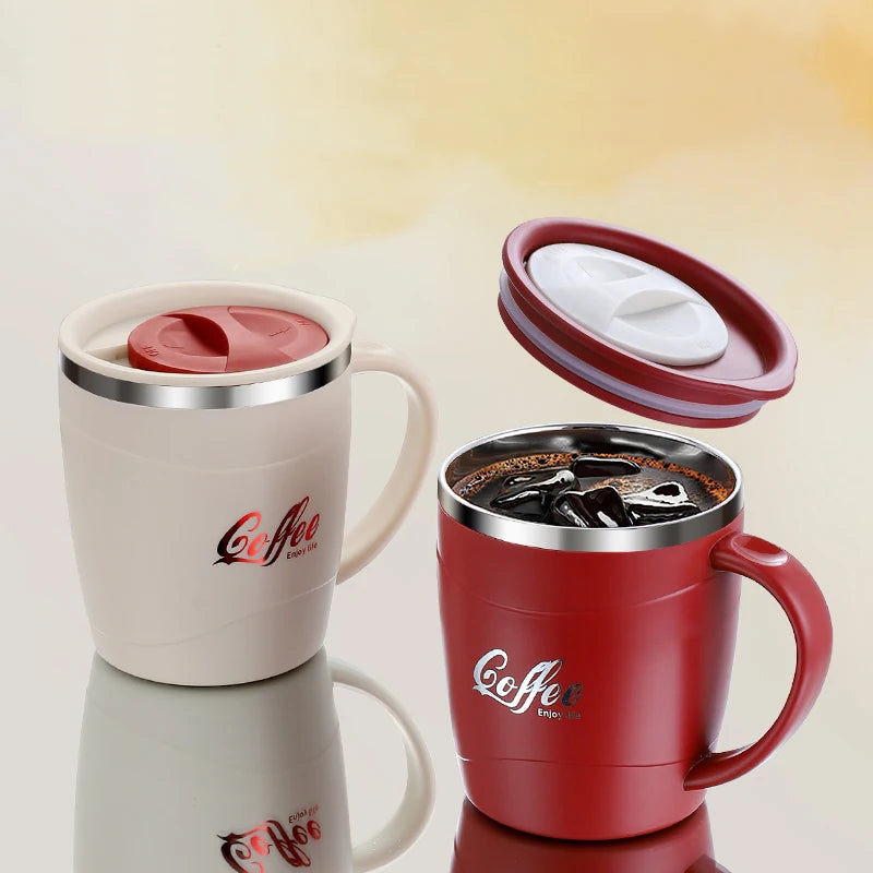 1pc 500ml 304 Stainless Steel Coffee Mug Double Wall Vacuum Insulated Tumbler with Lid Spill Proof Travel Cup for Hot Cold Drink