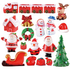 New Christmas Deer Santa Claus Sled Tree Snowman Figurine Doll House Home Decor Miniature Garden Decoration Accessories Modern