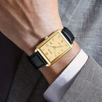 2pcs/set Mens Watches + Necklace Fashion Brand Square Quartz Watch for Man Business Casual Leather Belt Clock Men Gift Relogios