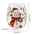 Wine Glasses Shiny Lead-Proof Seasonal Decoration Christmas 3D Santa Drink Glass for Tea Juice Cocktail Water Soda Beer Milk