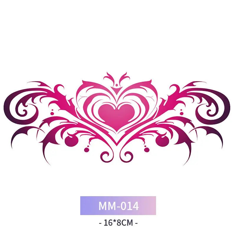Pink Succubus Totem Tattoo Stickers for Woman Art Temporary Tattoos Set Waterproof Sexy Abdomen Lasting Fake Tattoo Cover Scars