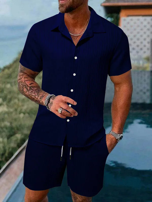 Summer New Mens（T-shirt +Shorts) 2-piece multi-colored sportswear men's T-shirt shorts set