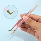 1pcs Eyelash Extension Tweezers Eyebow Clip Pink Stainless Steel Lash Lifting Tweezers Beauty Supplies Diy Makeup Tool