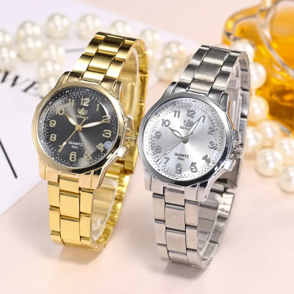 Trendy Unisex Watch New Arrival Quartz Movement Couple Watch Valentine Gift Metal Band Lightweight Stylish Durable Wristwatch