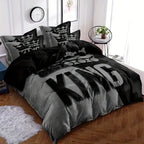 3pcs Grey and Black King Size Bed Pattern Down Duvet Cover Set Soft and Comfortable Bedroom and Dormitory Decoration Bedding Set